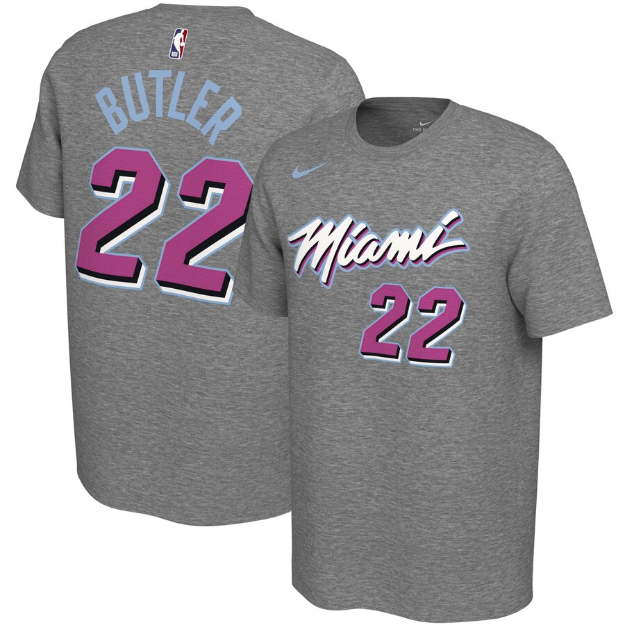 Men 2020 NBA Nike Jimmy Butler Miami Heat Gray 201920 City Edition Variant Name  Number TShirt->dallas mavericks->NBA Jersey